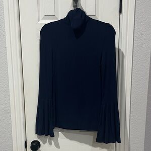 Elegant Navy Blue Women's Turtleneck Top